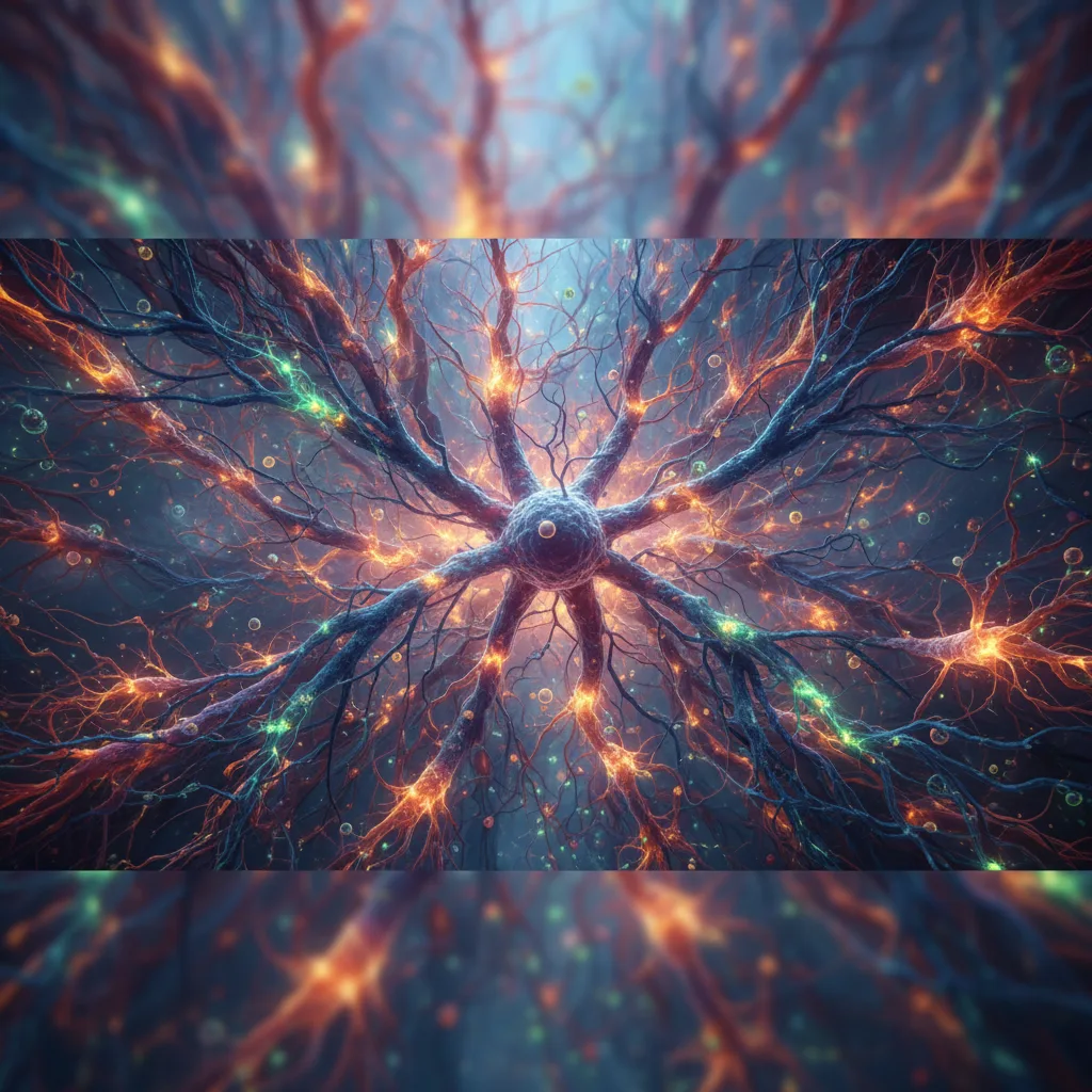 Intrincada red neuronal disparando en el cerebro humano.