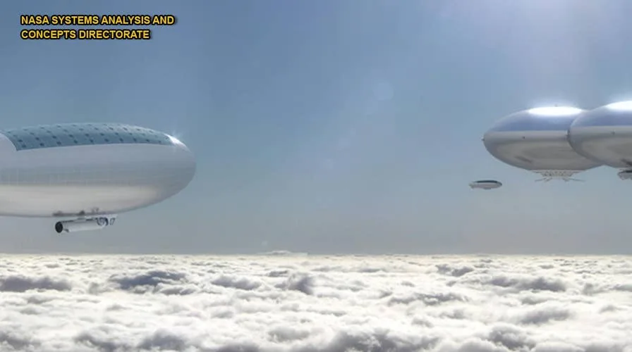 Artist's impression of NASA's HAVOC (High Altitude Venus Operational Concept) airship. This ambitiou