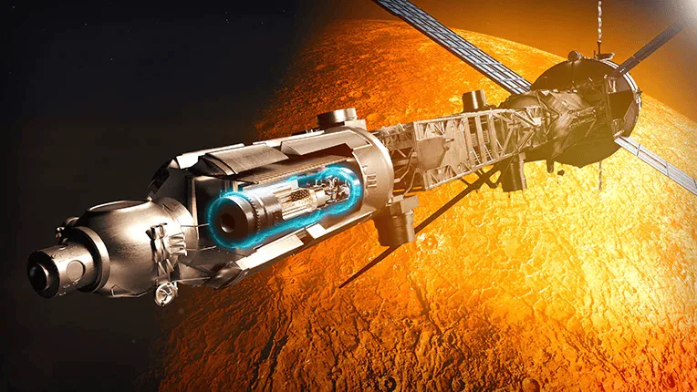Nuclear electric propulsion systems combine a nuclear power source with electric thrusters to provid