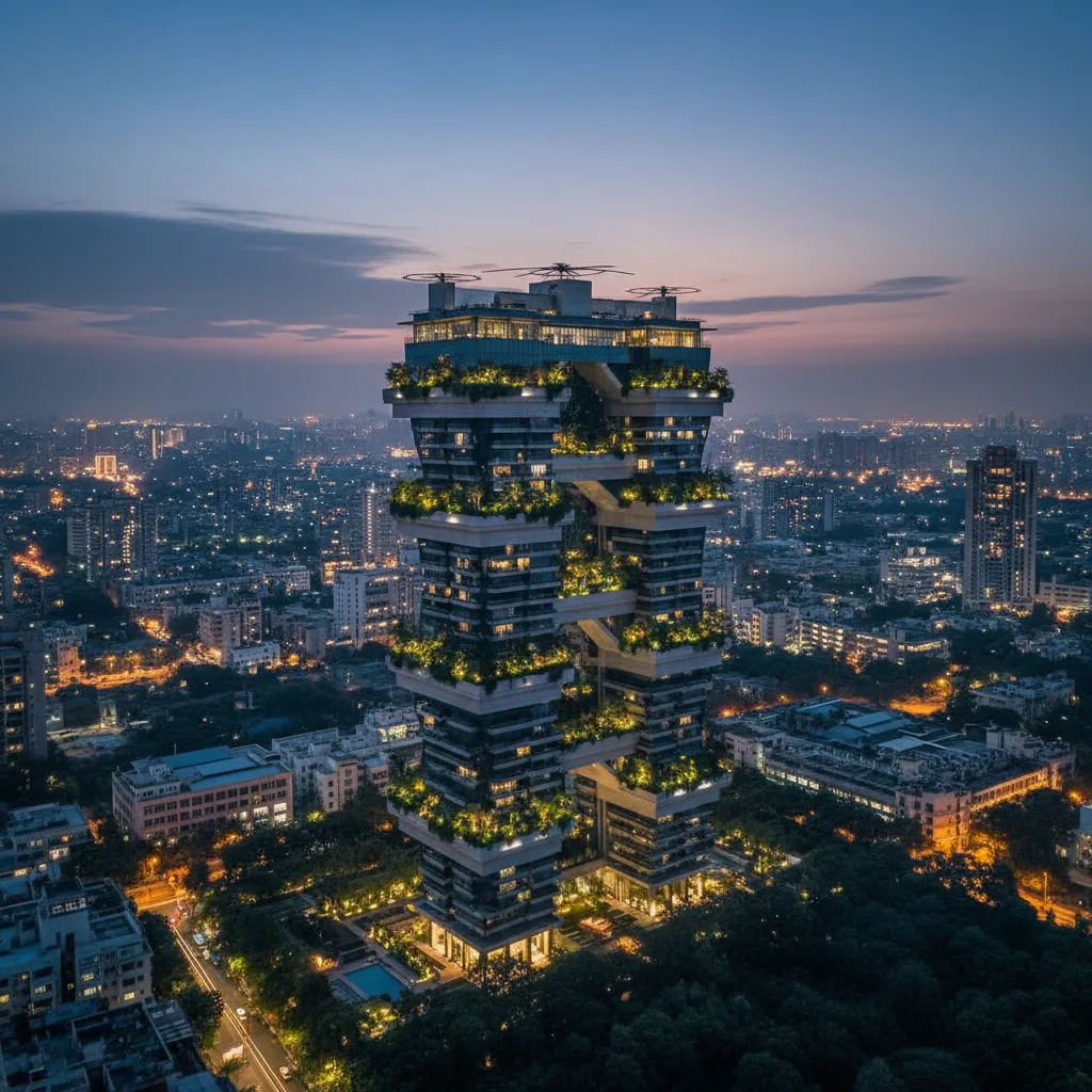 Antilia, a towering private residence in Mumbai, India.